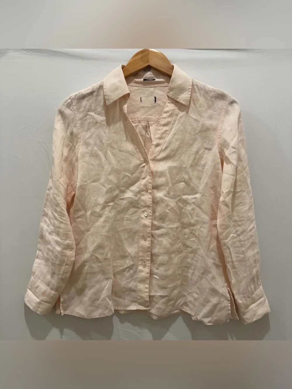 Women’s Pale Pink pure Irish Linen Button-Down Shirt - Lightweight Collared Top